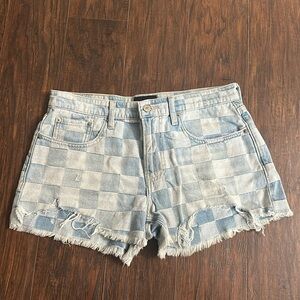 Lucky Brand Checkered Distressed Jean Shorts Size 8/29